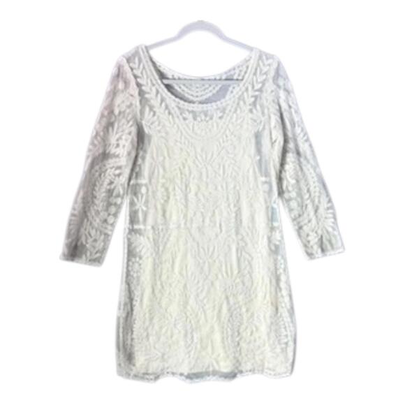 Y2K Express Off‎ White Lace Mini Dress Size Large - Picture 2 of 10